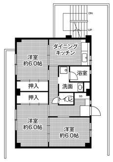 津市ビレッジハウス津の間取り図3DK
