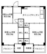 Sơ đồ phòng 3DK của Village House Seta ở Otsu-shi