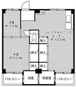 橿原市ビレッジハウス見瀬の間取り図2LDK
