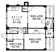 Sơ đồ phòng 3DK của Village House Kisabe ở Katano-shi