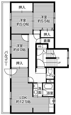 Sơ đồ phòng 3LDK của Village House Otanoshike ở Kushiro-shi