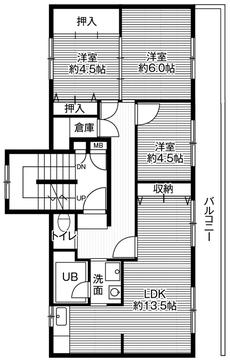 西区ビレッジハウス発寒の間取り図3LDK