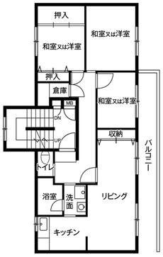 Sơ đồ phòng 3LDK của Village House Hassamu ở Nishi-ku