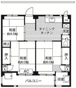 3DK floorplan of Village House Aioi in Wakaba-ku