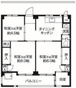2LDK floorplan of Village House Aioi in Wakaba-ku