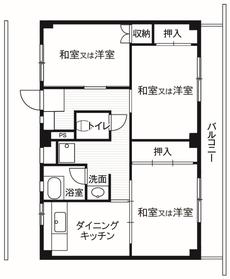 甲斐市ビレッジハウス敷島の間取り図3DK