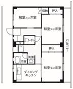 3DK floorplan of Village House Shikishima in Kai-shi