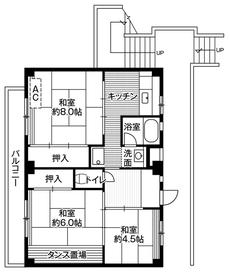 Sơ đồ phòng 3DK của Village House Ooya ở Minuma-ku