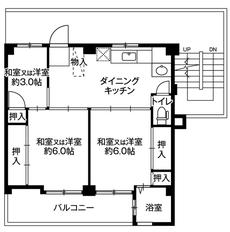 保土ケ谷区ビレッジハウス常盤台の間取り図3DK
