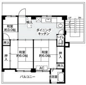 3DK floorplan of Village House Tokiwadai in Hodogaya-ku