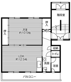 1LDK denah lantai Village House Shin Higashimachi di Iwamizawa-shi