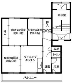 Sơ đồ phòng 2LDK của Village House Misono ở Mikasa-shi