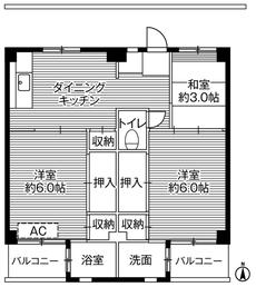 高崎市ビレッジハウス寺尾の間取り図3DK
