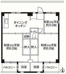 高崎市ビレッジハウス寺尾の間取り図3DK
