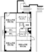 Sơ đồ phòng 3DK của Village House Kameino ở Fujisawa-shi