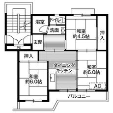 富山市ビレッジハウス宮成の間取り図3DK