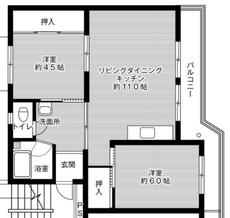 五所川原市ビレッジハウス五所川原の間取り図2LDK