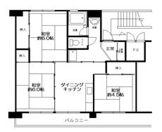 3DK denah lantai Village House Hiroshima Kusatsu di Nishi-ku