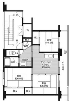 上越市ビレッジハウス大潟の間取り図3DK