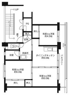 東伯郡ビレッジハウスみささの間取り図3DK