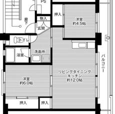 大牟田市ビレッジハウス白川の間取り図2LDK