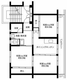 焼津市ビレッジハウス大井川の間取り図3DK