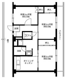 城陽市ビレッジハウス城陽の間取り図3DK
