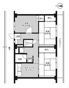 3DK floorplan of Village House Kasuga 1 in Hirakata-shi