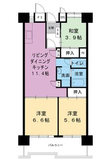 3LDK denah lantai Village House Kounan Tower di Naka-ku