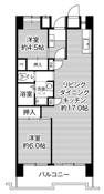 2LDK floorplan of Village House Kounan Tower in Naka-ku