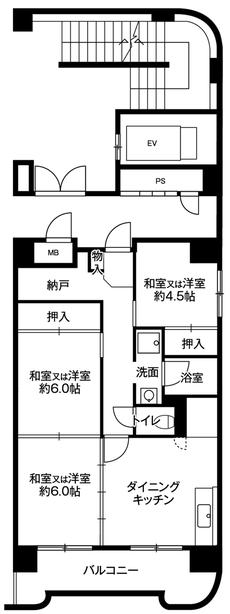 2LDK floorplan of Village House Sakuradai Tower in Atsubetsu-ku