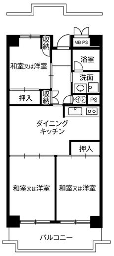 2LDK Minato-ku ရှိ Village House Shibaura Tower ၏ အခန်းဖွဲ့စည်းပုံ