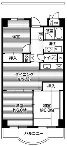 3DK floorplan of Village House Shibaura Tower in Minato-ku
