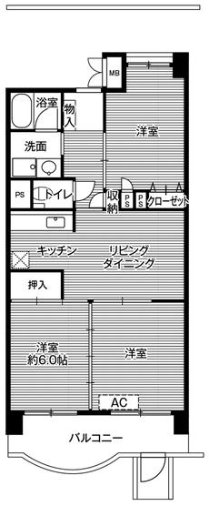Higashimatsuyama-shi मा Village House Higashi Matsuyama Tower को 2LDK फ्लोरप्लान