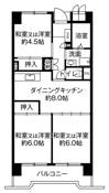 3DK floorplan of Village House Kasadera Tower in Minami-ku