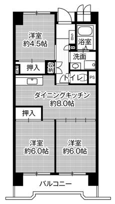 3DK floorplan of Village House Kasadera Tower in Minami-ku