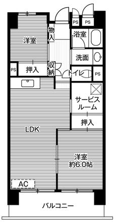 成田市ビレッジハウス成田吾妻タワーの間取り図2SLDK