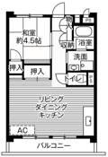 1LDK floorplan of Village House Yanagisaki Tower in Kawaguchi-shi