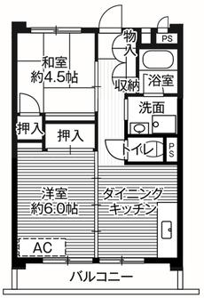 川口市ビレッジハウス柳崎タワーの間取り図2DK