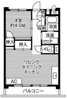 Sơ đồ phòng 1LDK của Village House Yanagisaki Tower ở Kawaguchi-shi