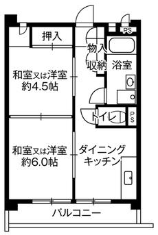 西東京市ビレッジハウス向台タワーの間取り図2DK