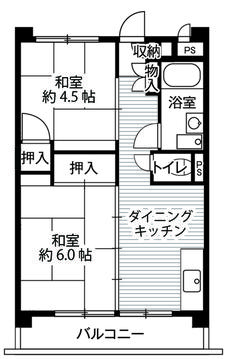 西東京市ビレッジハウス向台タワーの間取り図2DK