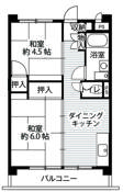 2DK floorplan of Village House Mukoudai Tower in Nishitokyo-shi