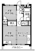 2DK floorplan of Village House Mukoudai Tower in Nishitokyo-shi