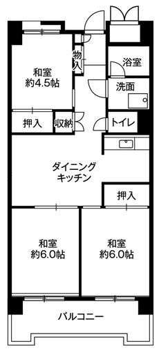 品川区ビレッジハウス品川八潮タワーの間取り図3DK