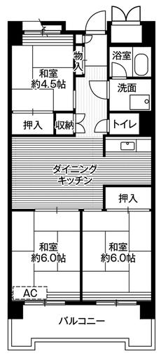 品川区ビレッジハウス品川八潮タワーの間取り図3DK
