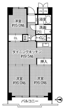 3DK floorplan of Village House Kiba Tower in Minato-ku