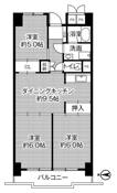 Sơ đồ phòng 3DK của Village House Kiba Tower ở Minato-ku