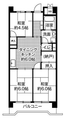 中央区ビレッジハウス港島タワーの間取り図3DK