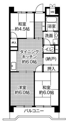 中央区ビレッジハウス港島タワーの間取り図3DK